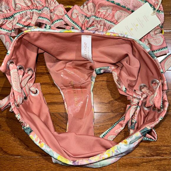 NWT Cosita Linda Embroidered Beaded Ruffle Triangle Top & Bottom Bikini Size M - Picture 16 of 16